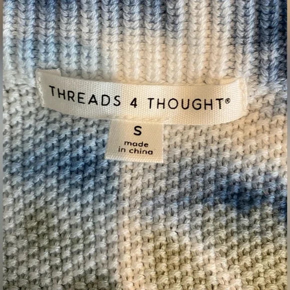 Threads 4 thought Maresia feather rib tank in tie dye blue & white NWT size S. - Picture 5 of 7
